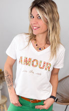 T-shirt blanc Amour Fleuri