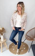 Blazer écru motif fleuri la boutique de lydie