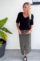 Jupe longue fendu kaki