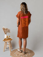 Robe courte t-shirt terracotta Iconic laz boutique de lydie