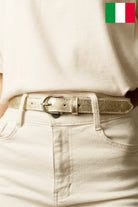 Ceinture fine en cuir doré