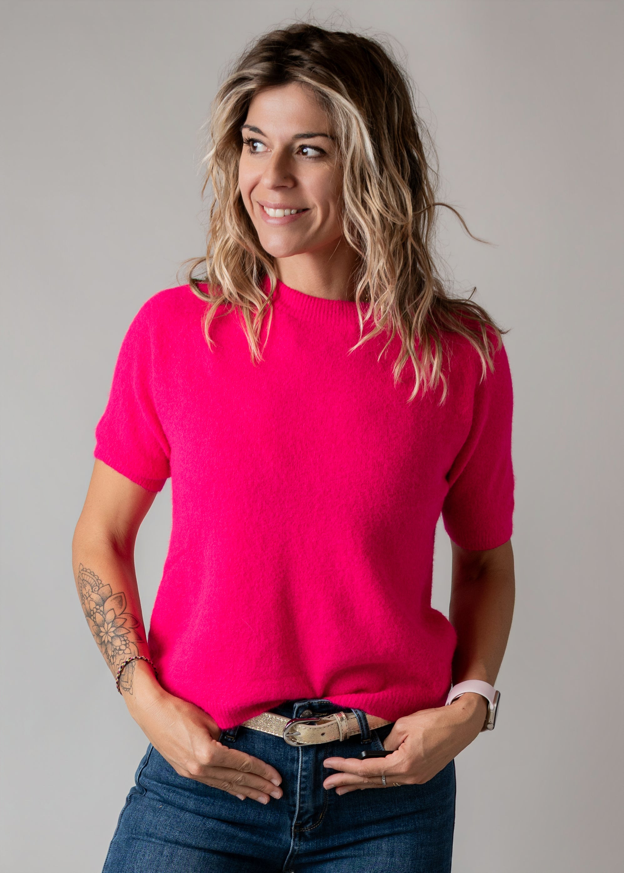 Pu fuchsia femme manches courtes