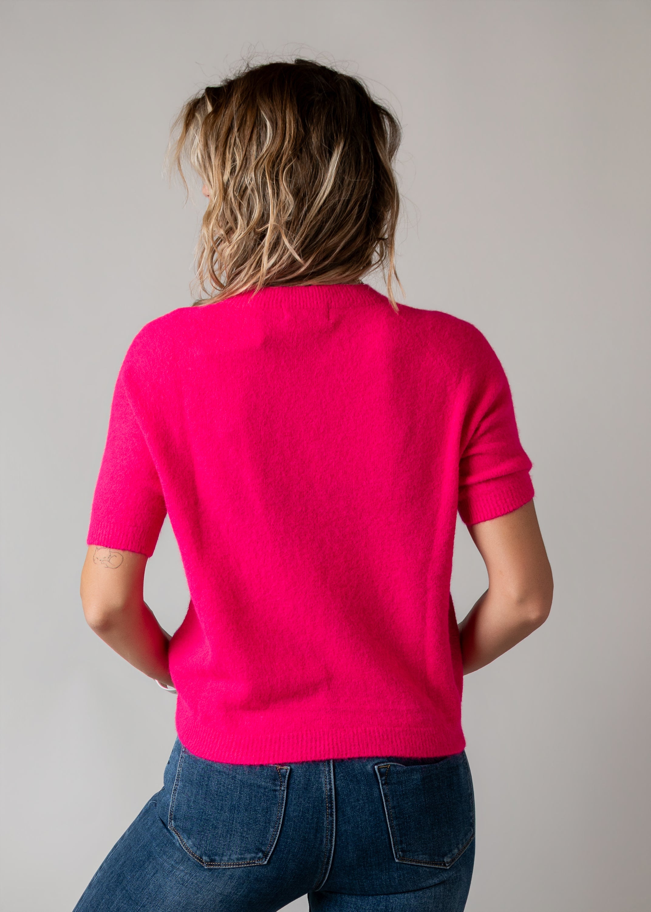 Pull fuchsia, Femme manches courtes la Boutique de Lydie