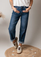 Jean barrel fit bleu médium délavé  boutique de Lydie