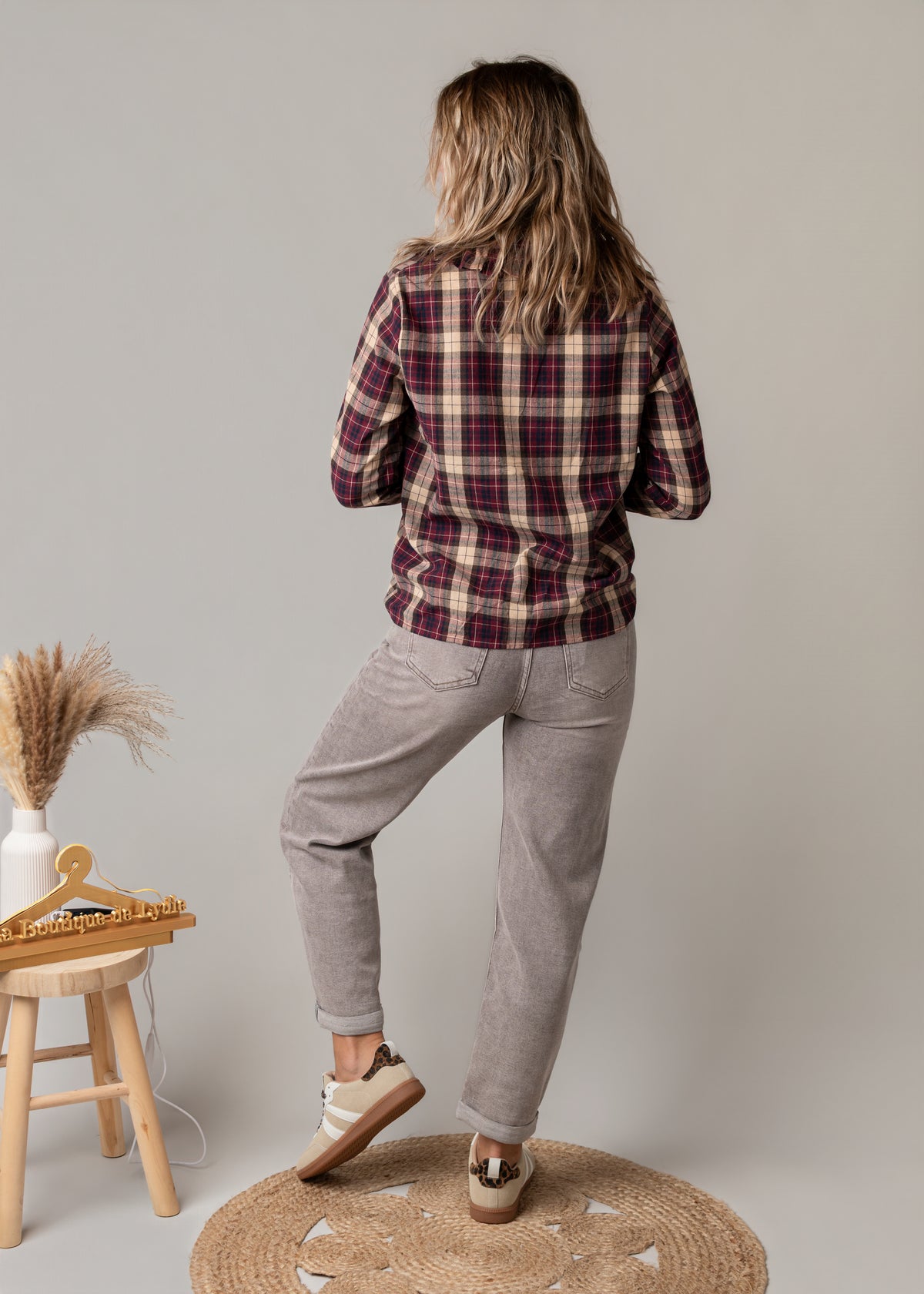 Jean barrel fit gris taupe chiné 
