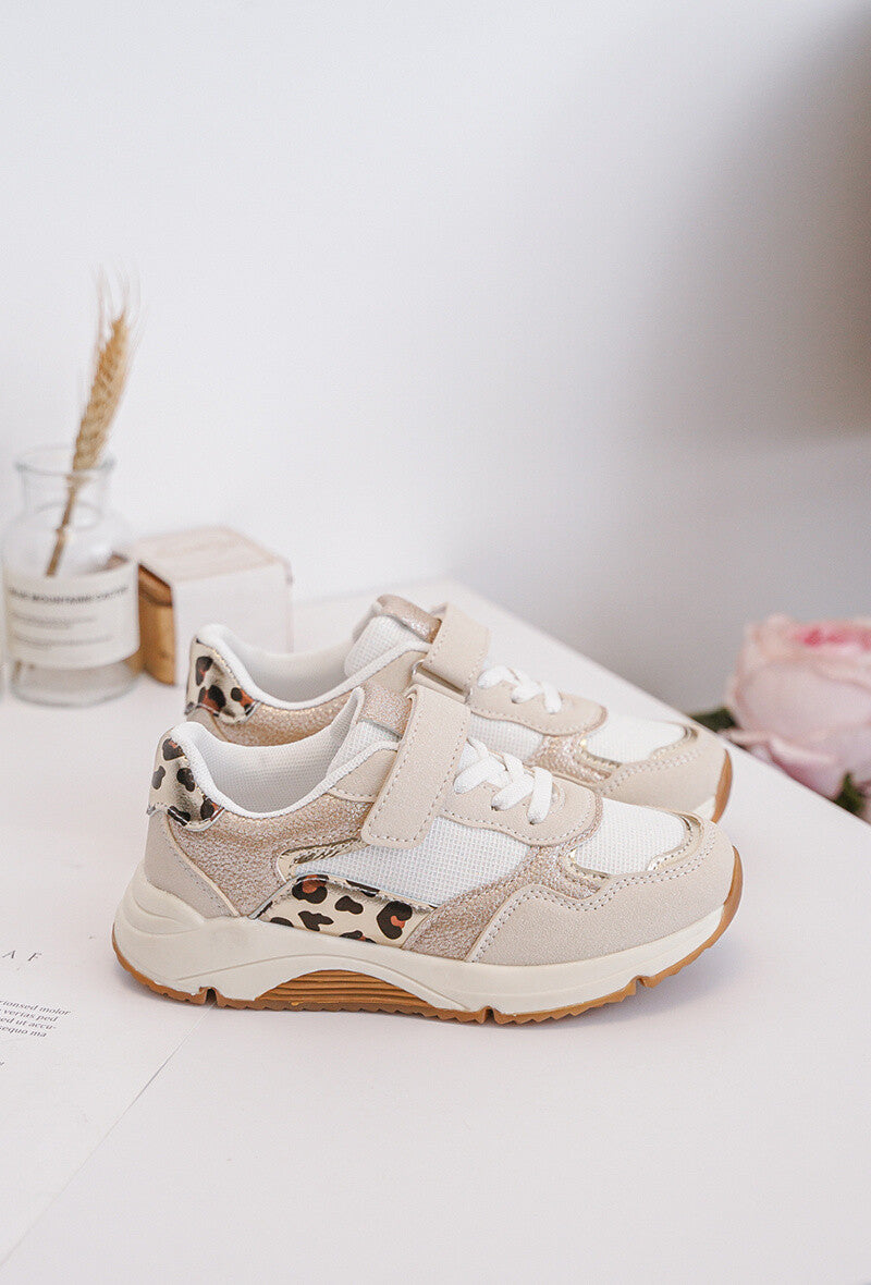 Baskets beiges avec bande léopard la boutique de lydie enfants