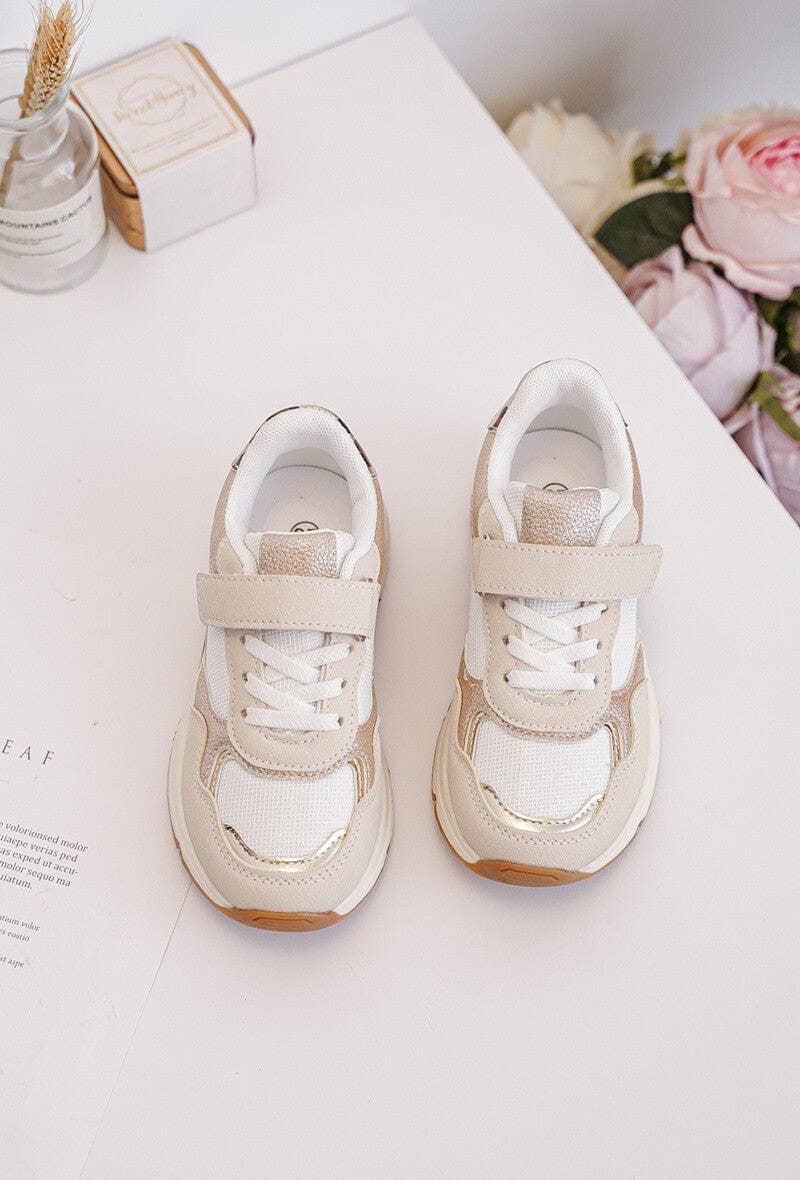 Baskets beiges avec bande léopard enfant