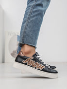 Baskets Amour noir / léopard la boutique de lydie