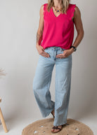 Blouse Fuchsia à Dentelle 