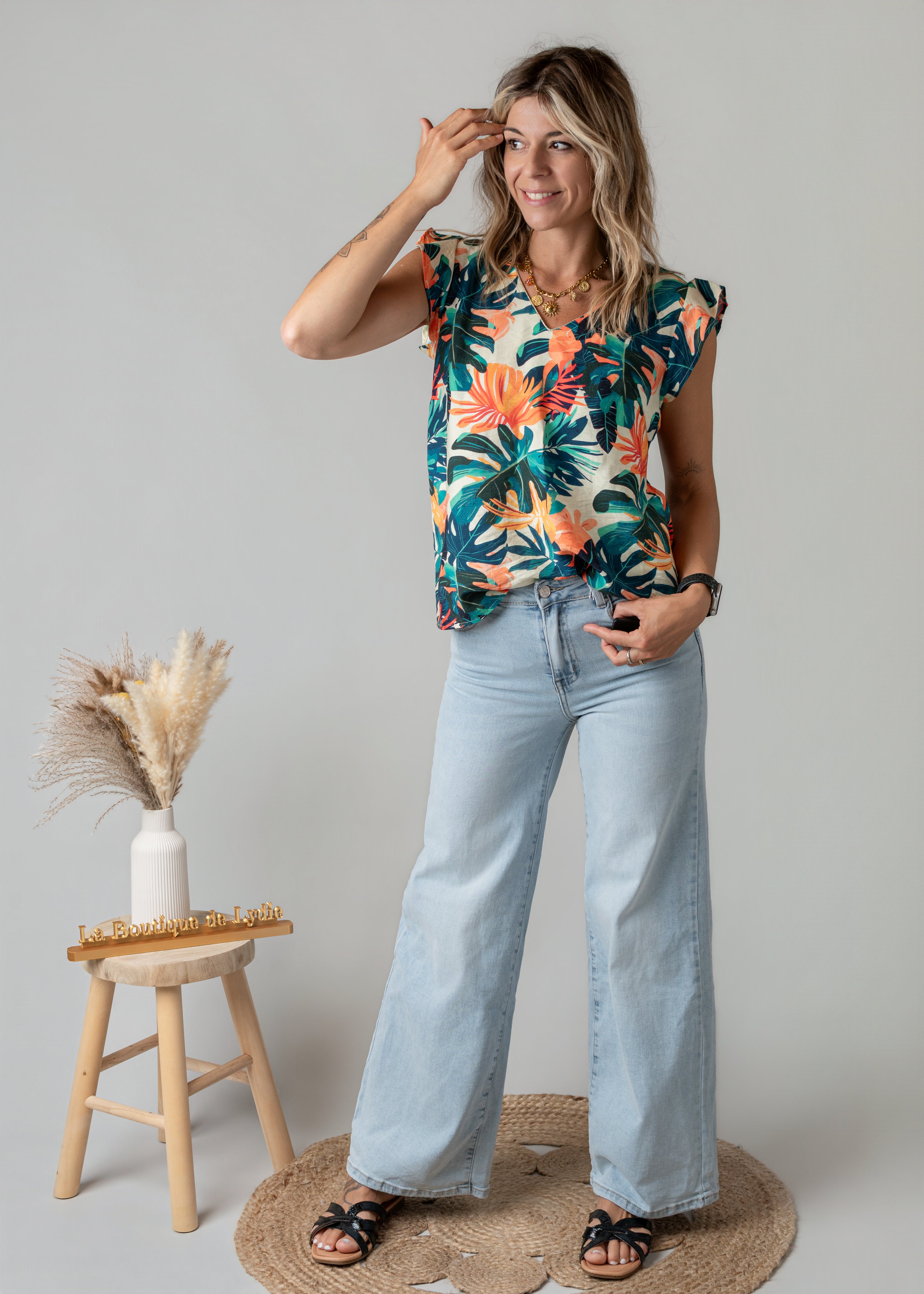 Blouse Tropicale – Imprimé Exotique la Boutique de Lydie