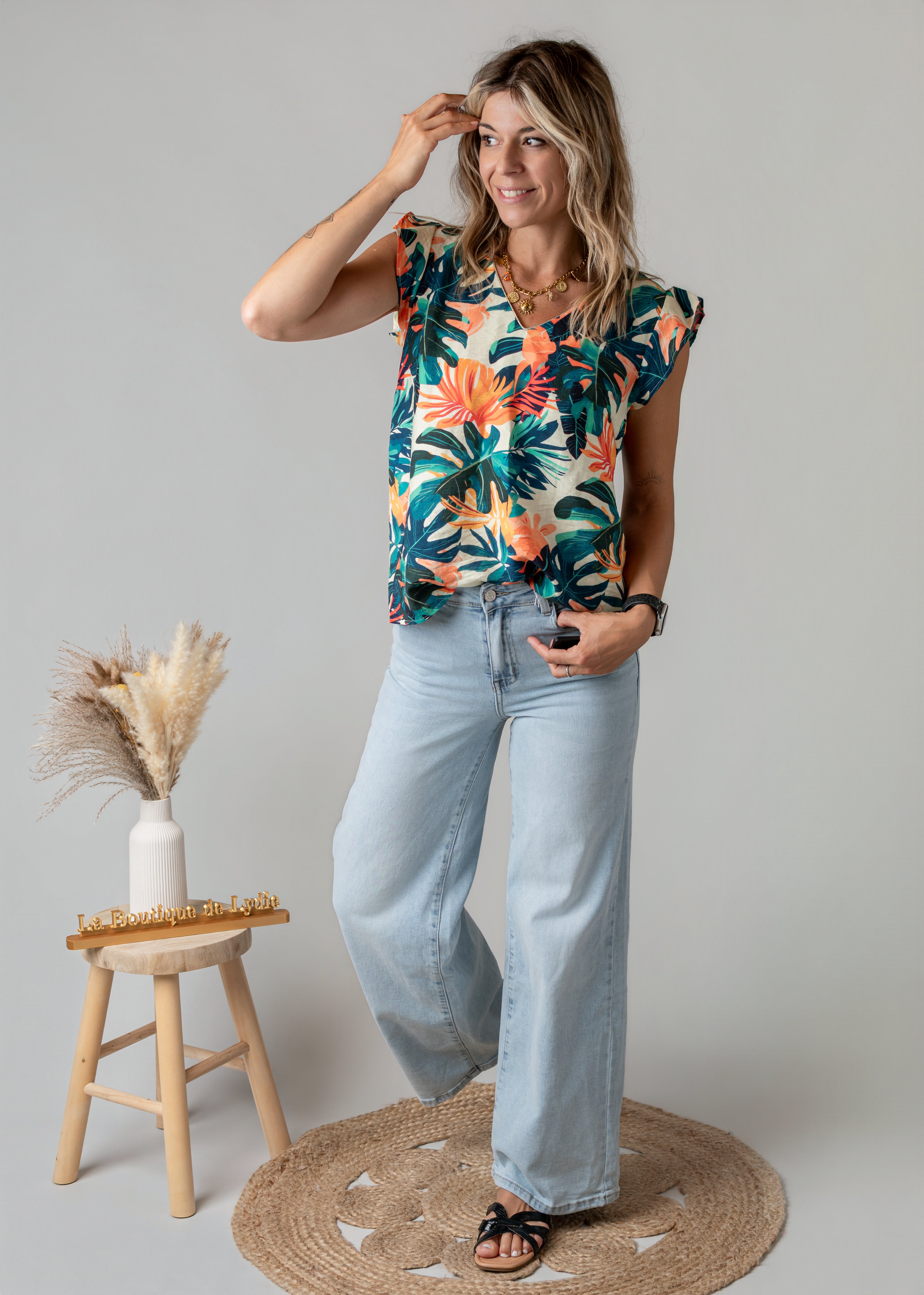 Blouse Tropicale – Imprimé Exotique 