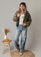 Blouson bombers court oversize kaki