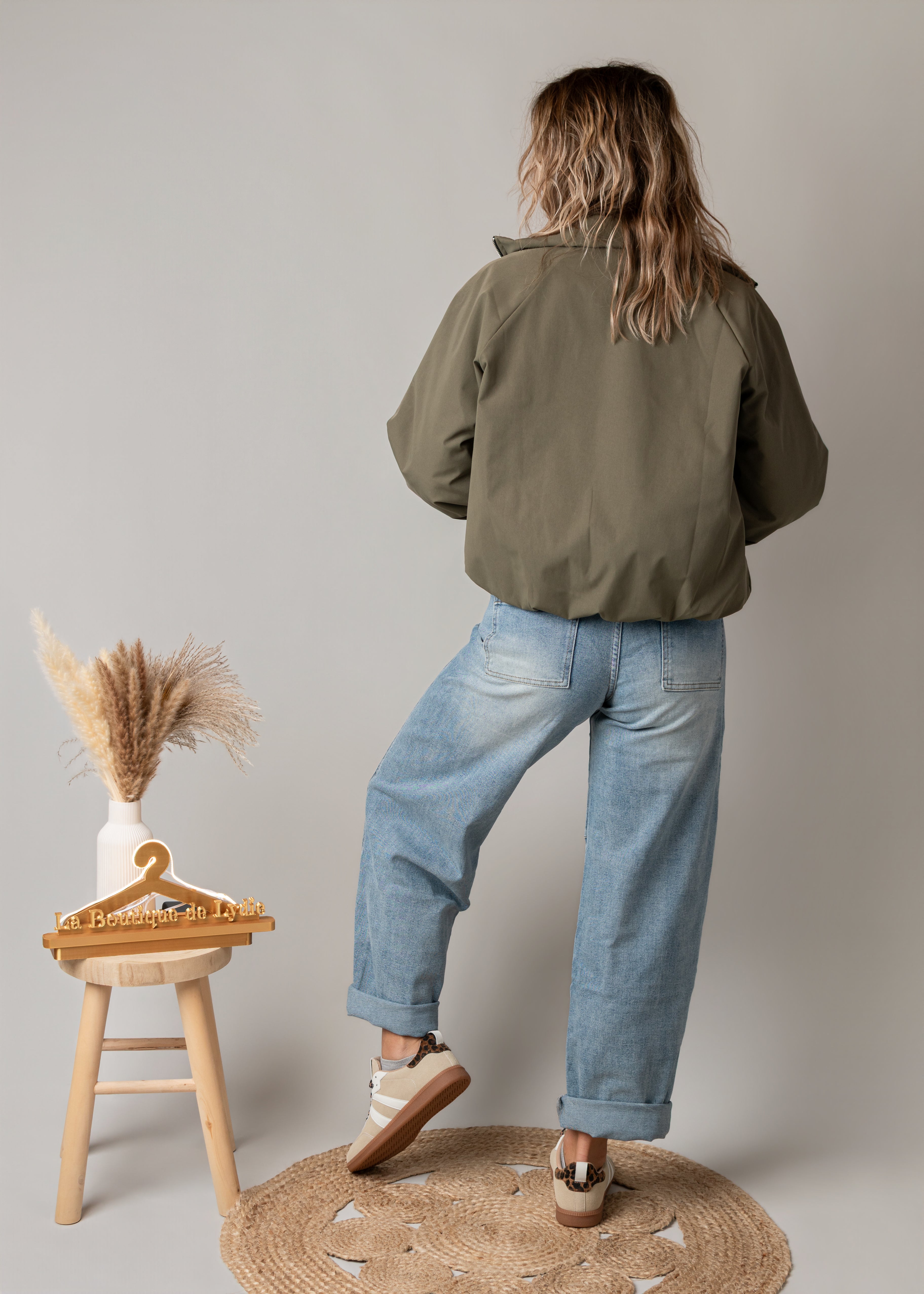 Blouson bombers court oversize kaki