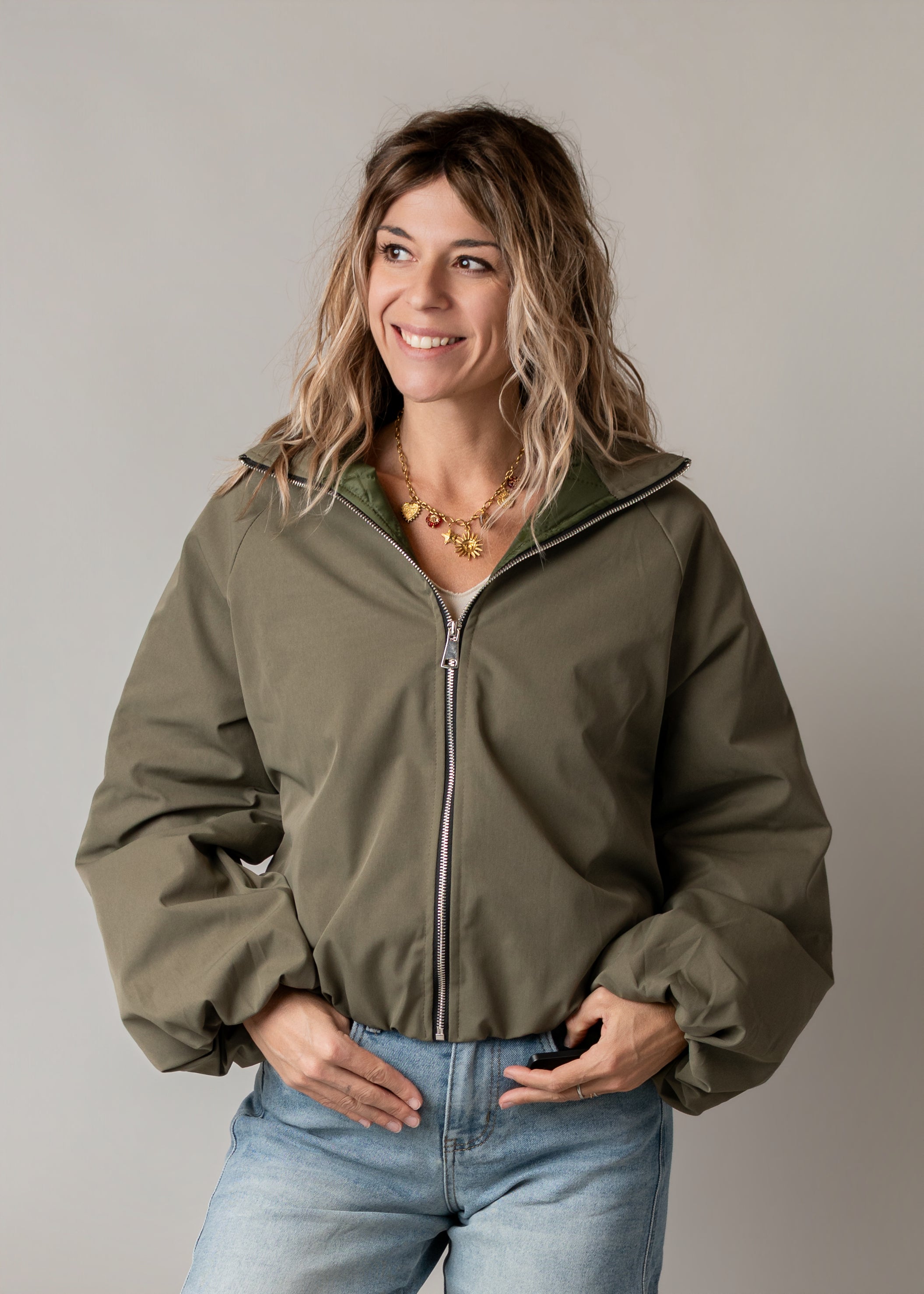 Blouson bombers court oversize kaki la Boutique de Lydie