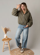 Blouson bombers court oversize kaki