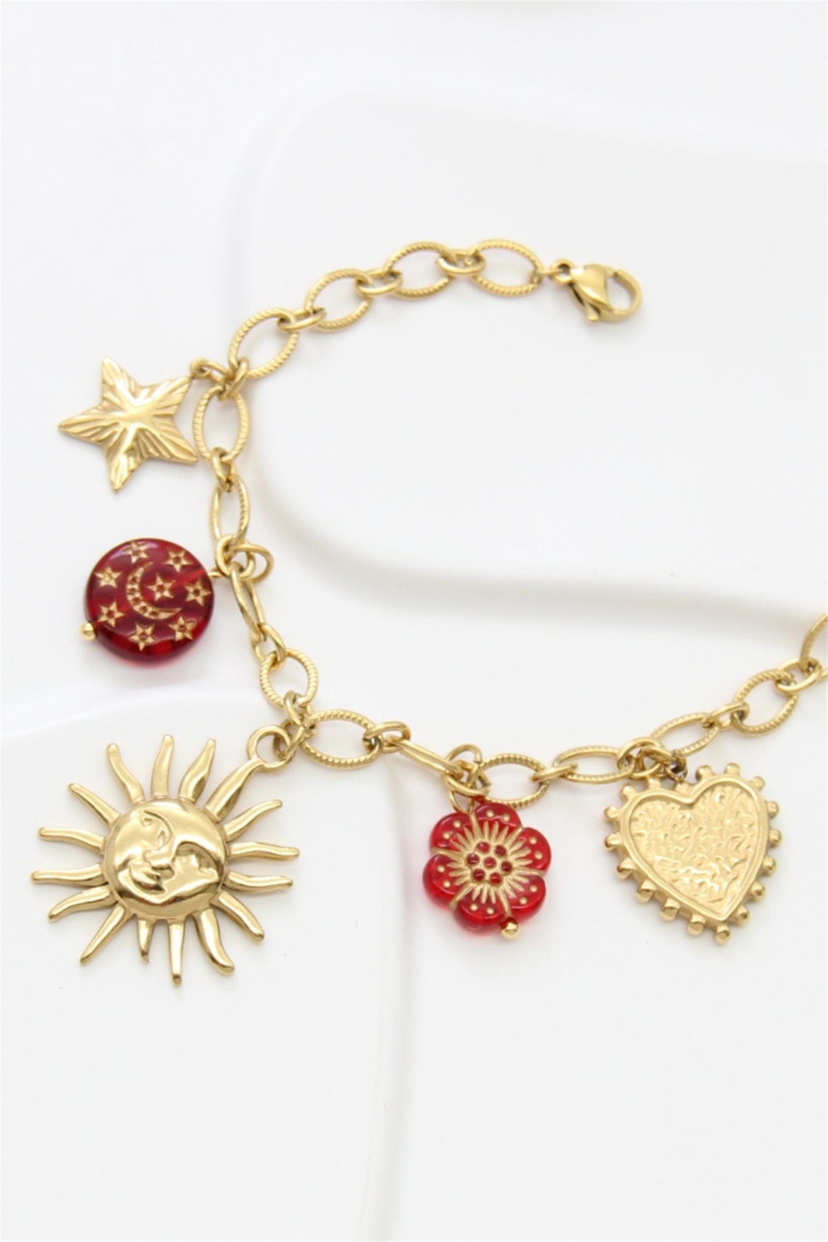 Bracelet charms doré Soleil