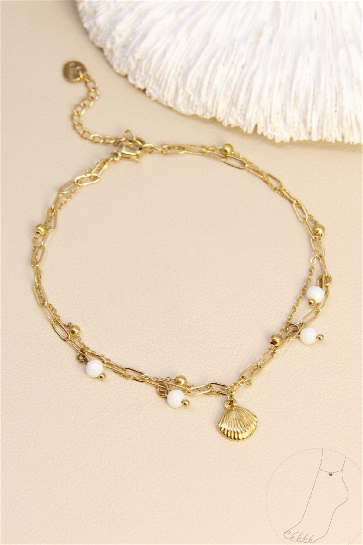 Chaîne de Cheville Coquillage & Perle