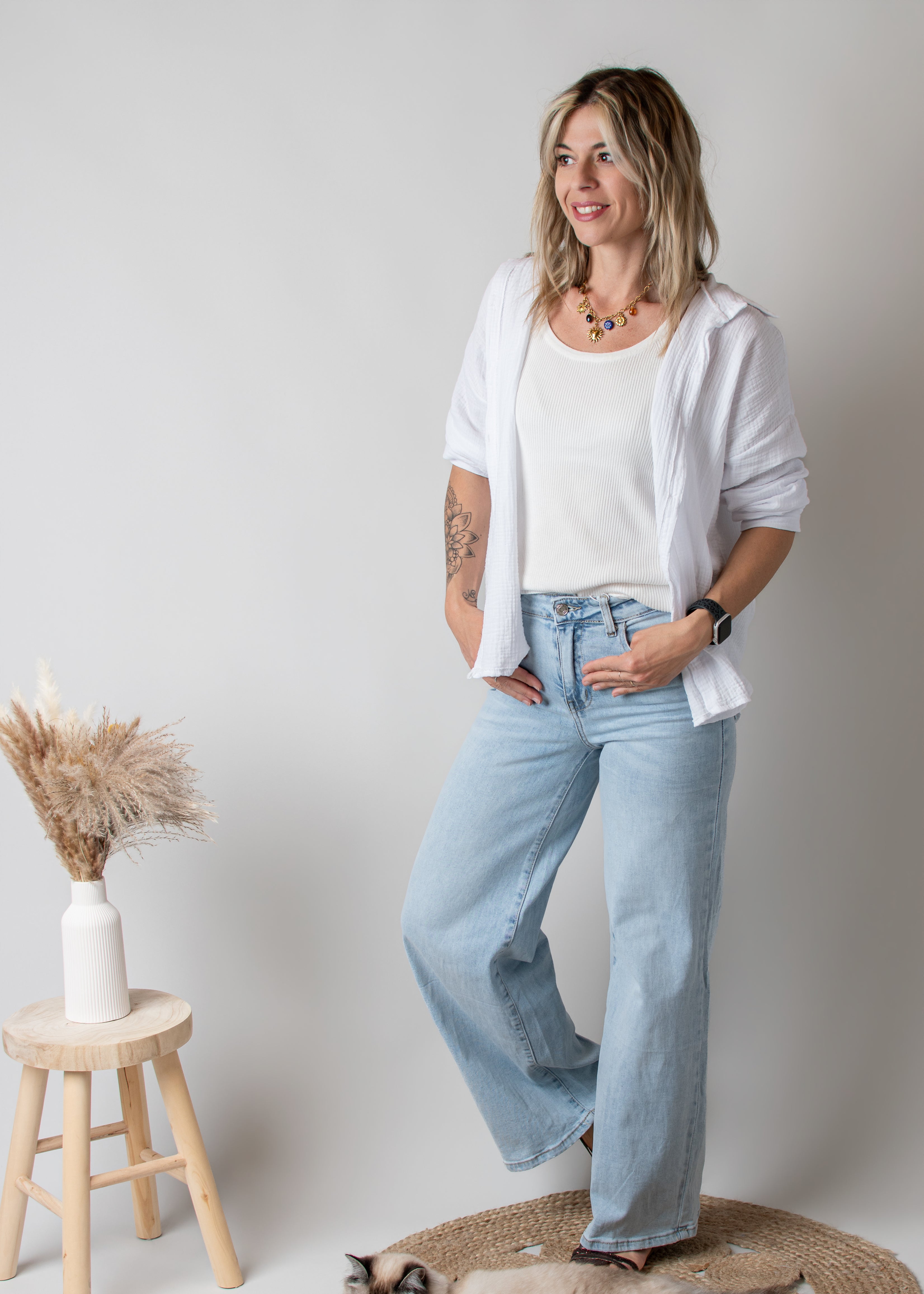 Chemise en Gaze de Coton Blanche la boutique de lydie 