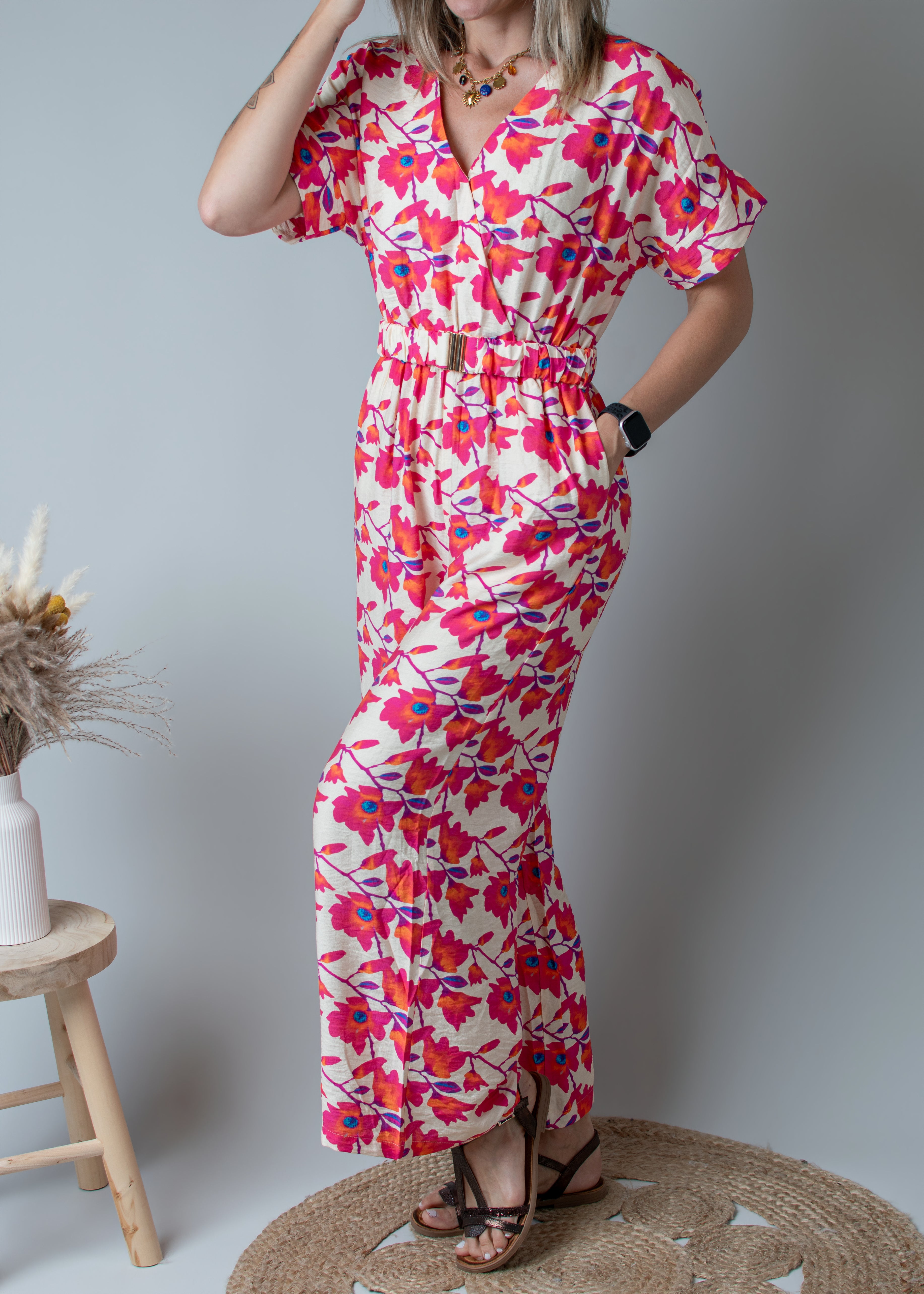Combinaison Pantalon Fleurie rose