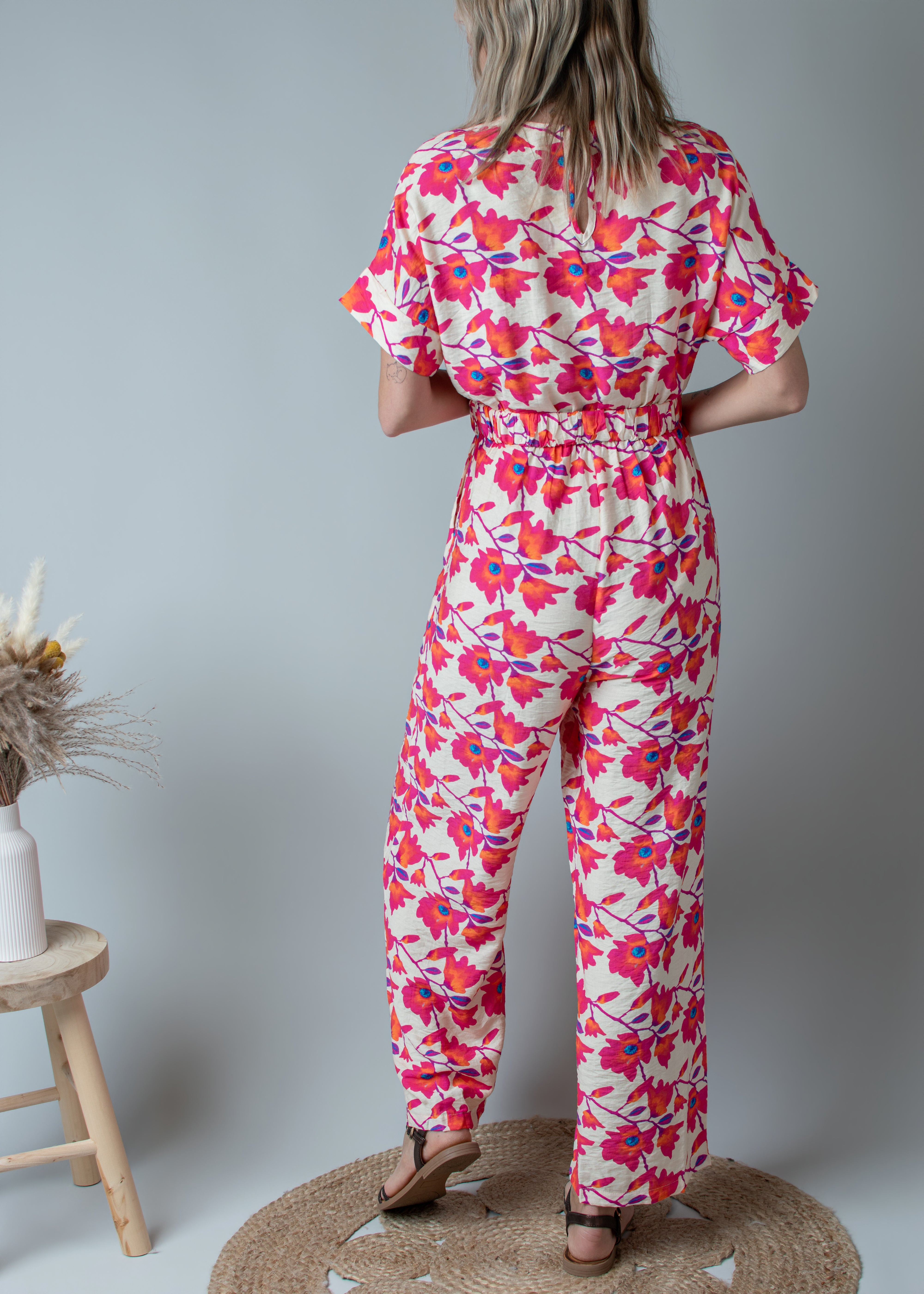 Combinaison Pantalon Fleurie rose