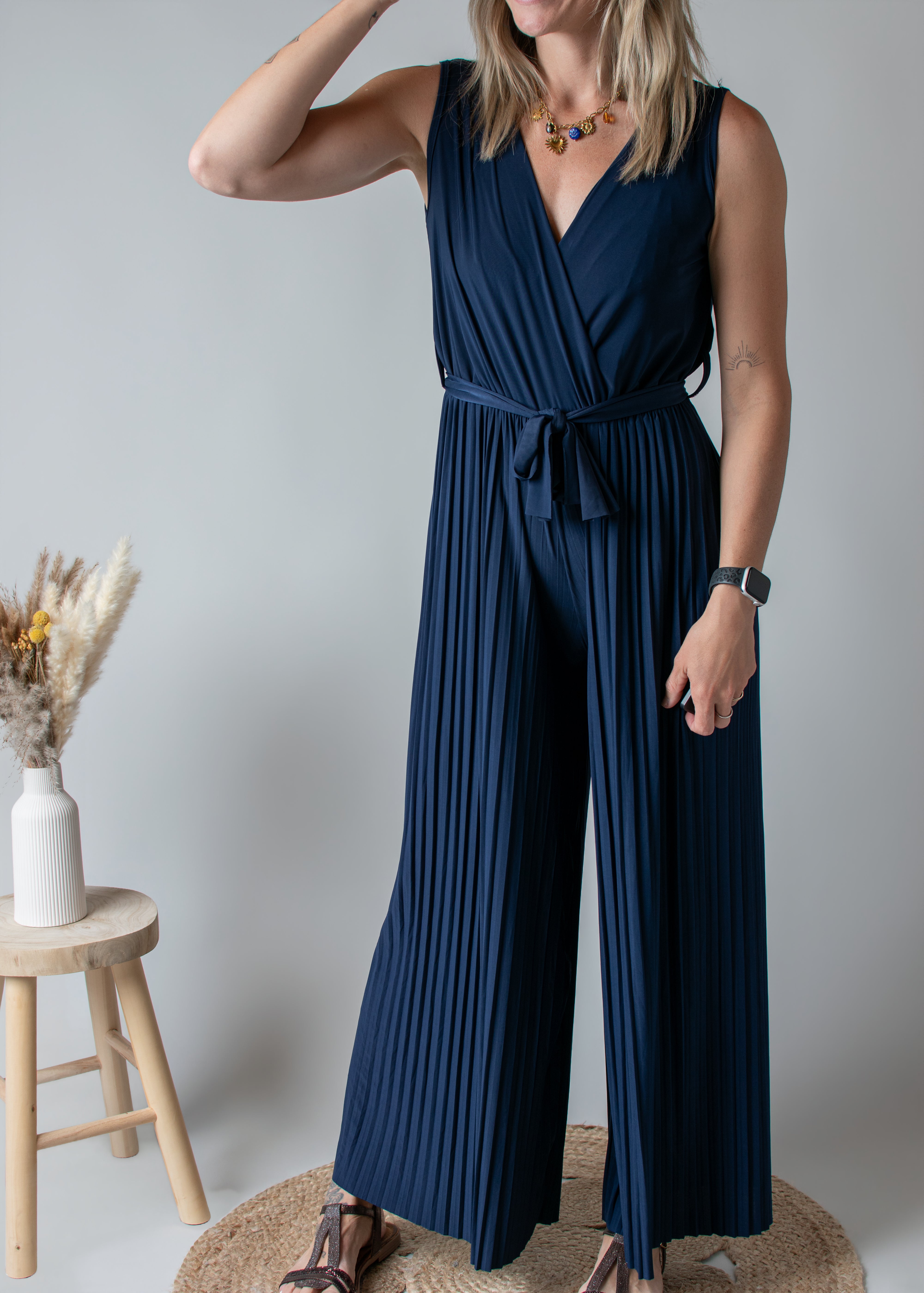 Combinaison Pantalon Plissée Marine