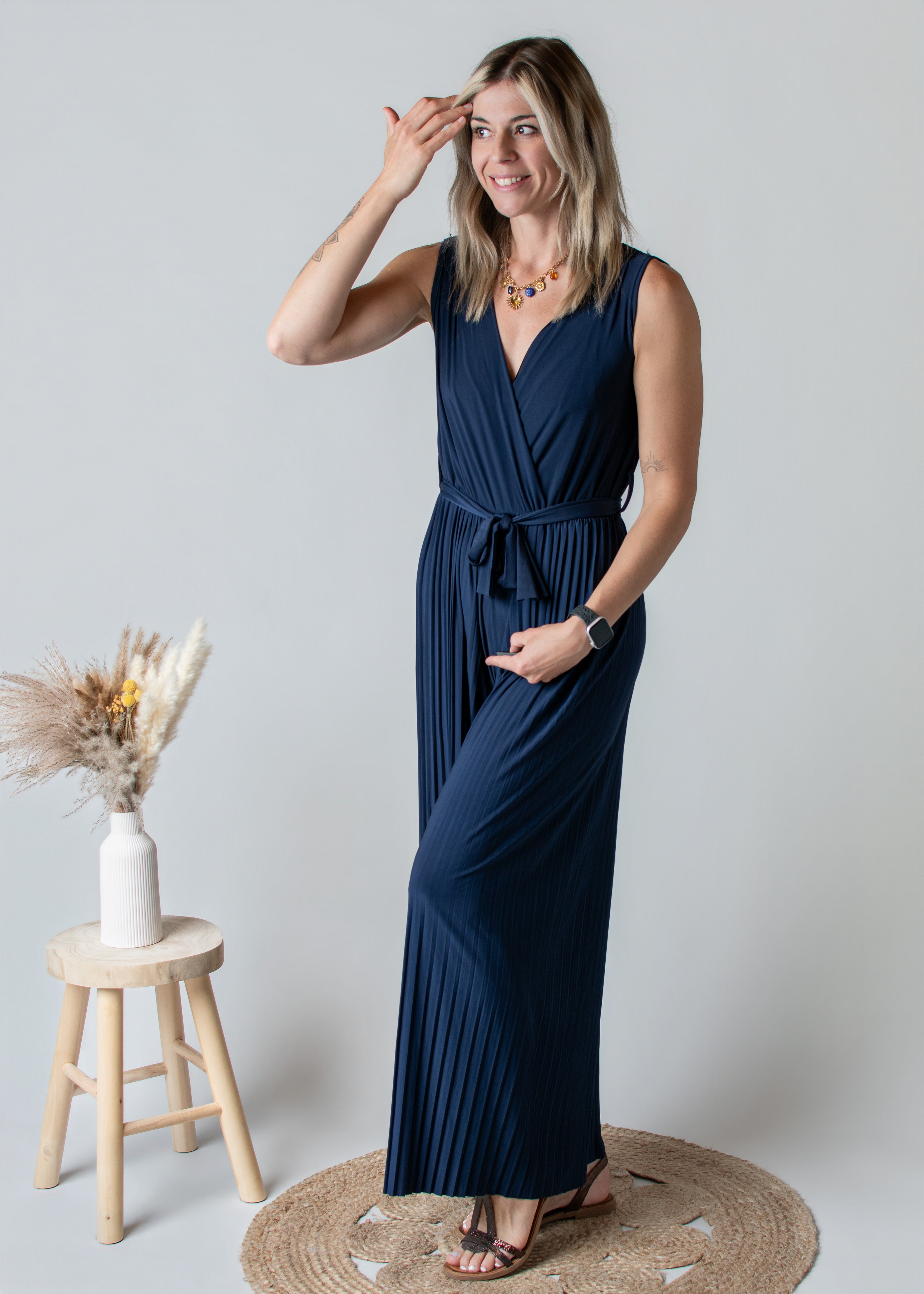 Combinaison Pantalon Plissée Marine la boutique de lydie 