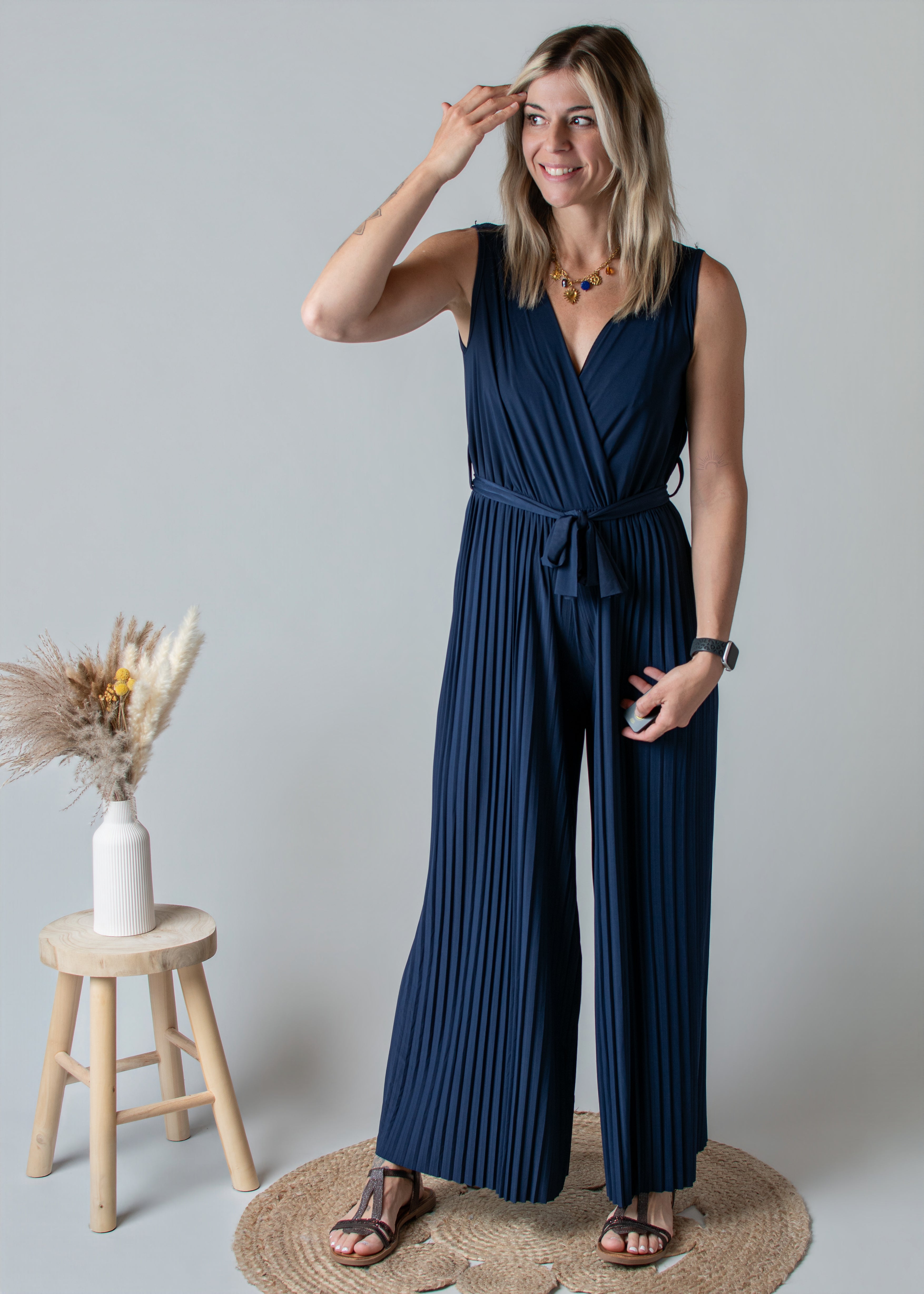 Combinaison Pantalon Plissée Marine