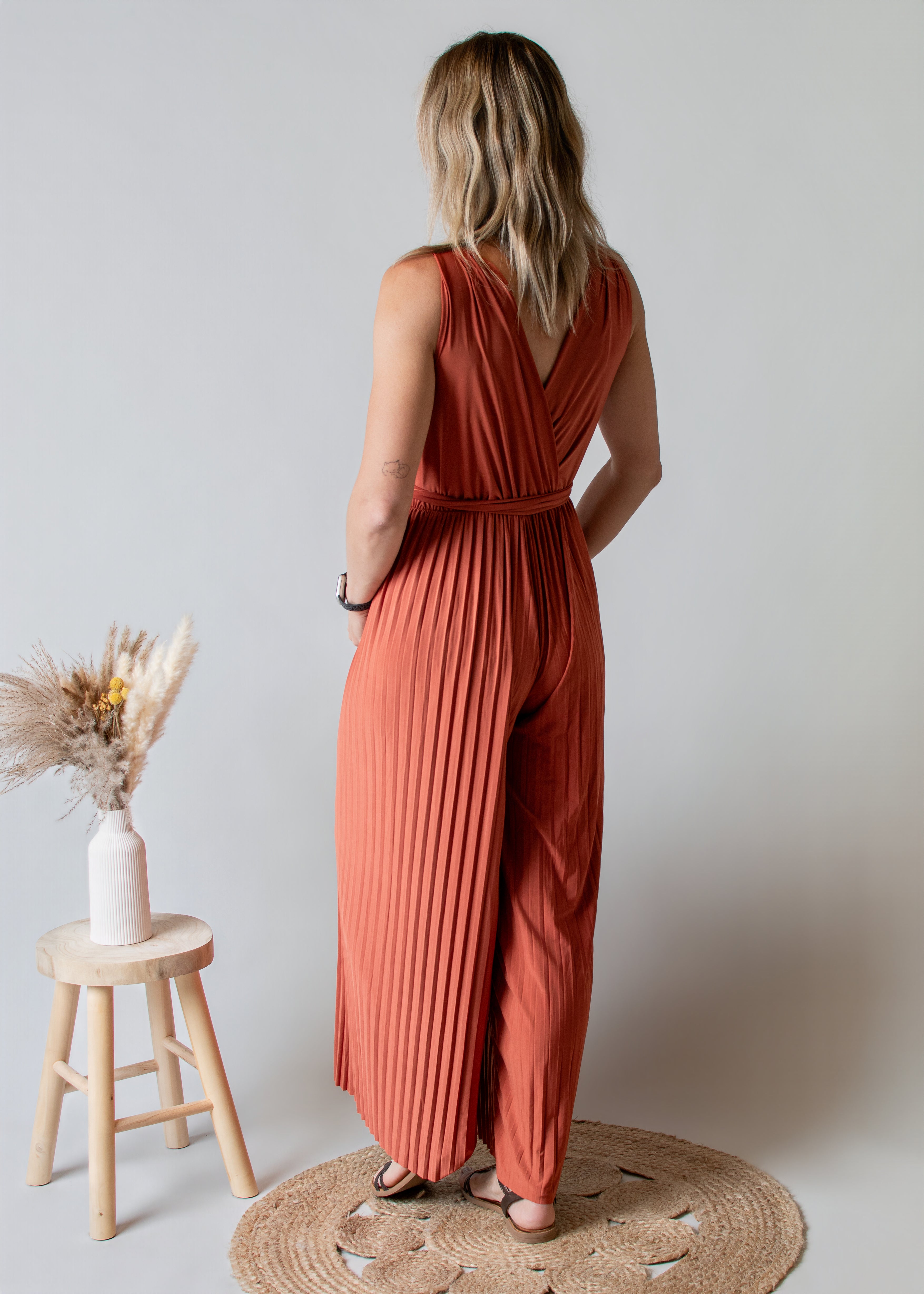 Combinaison Pantalon Plissée Terracotta