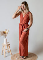Combinaison Pantalon Plissée Terracotta