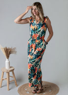 Combinaison pantalon femme à motif tropical
