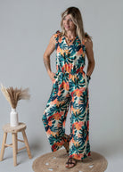 Combinaison pantalon femme à motif tropical