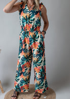 Combinaison pantalon femme à motif tropical