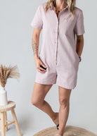 Combishort Droite Coton Vieux Rose Délavé