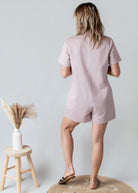 Combishort Droite Coton Vieux Rose Délavé