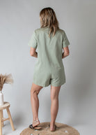 Combishort Droite Coton Kaki Clair Style Denim