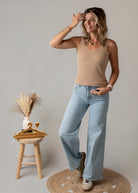 Débardeur maille lurex beige doré la boutique de lydie