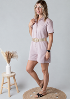 Combishort Droite Coton Vieux Rose Délavé