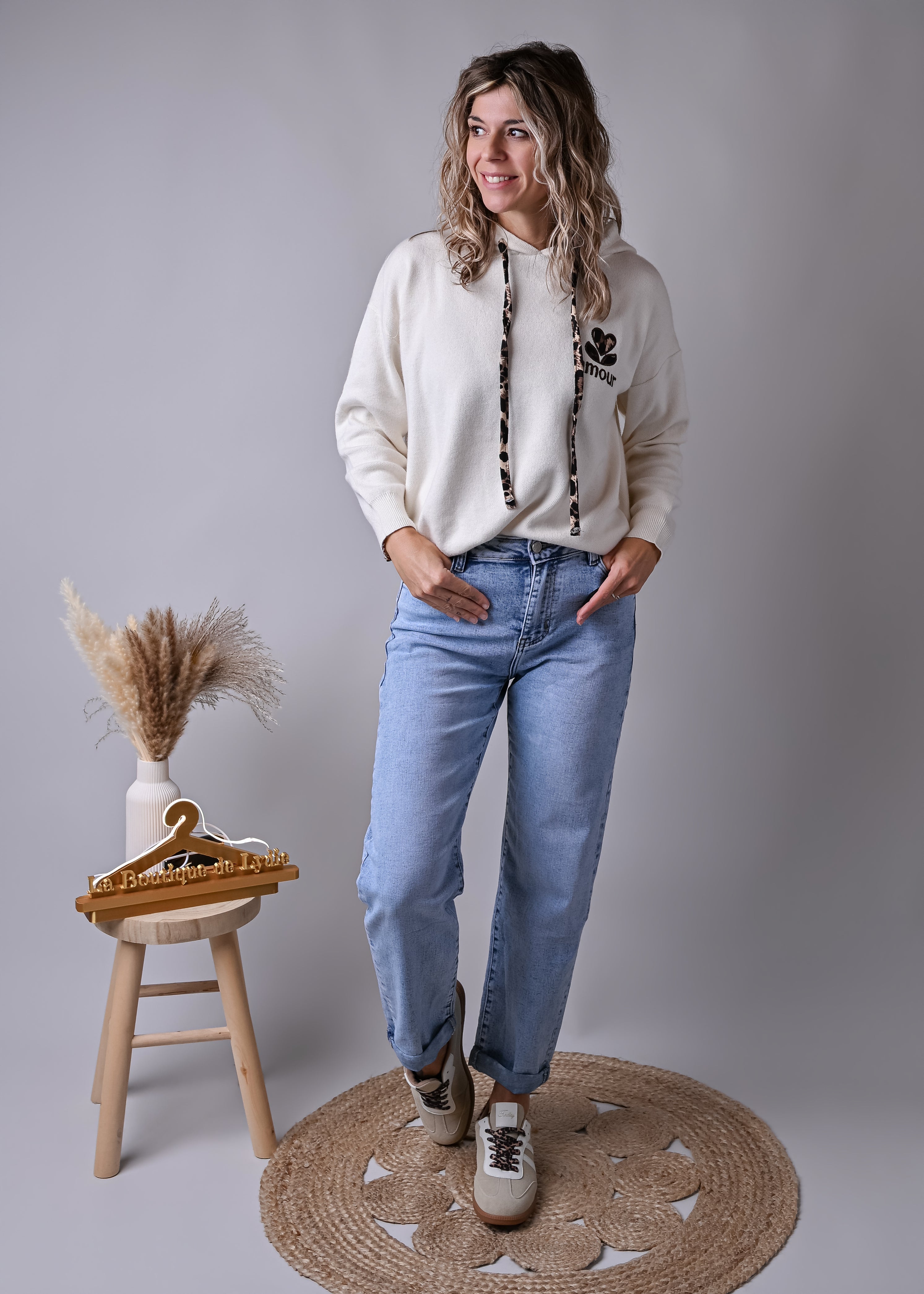 Jean barrel fit bleu clair délavé 