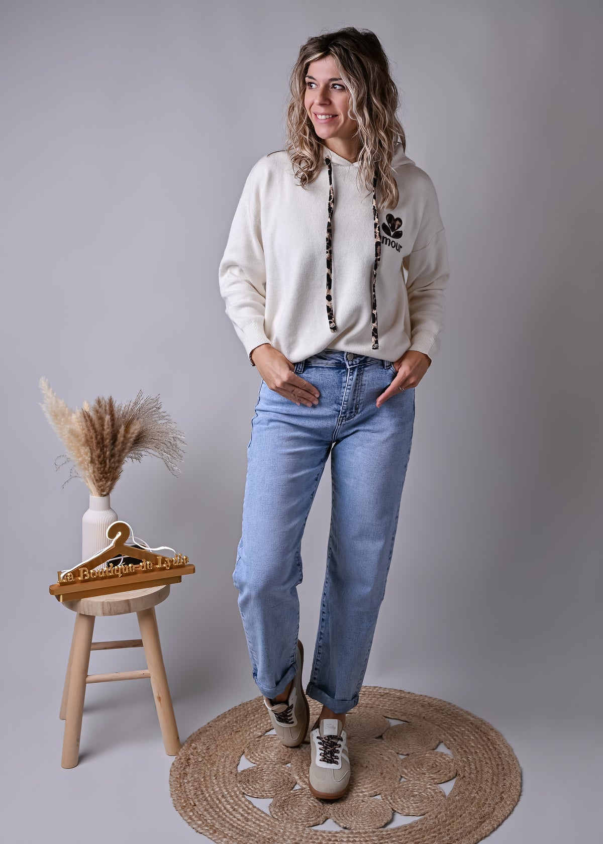 Jean barrel fit bleu clair délavé 
