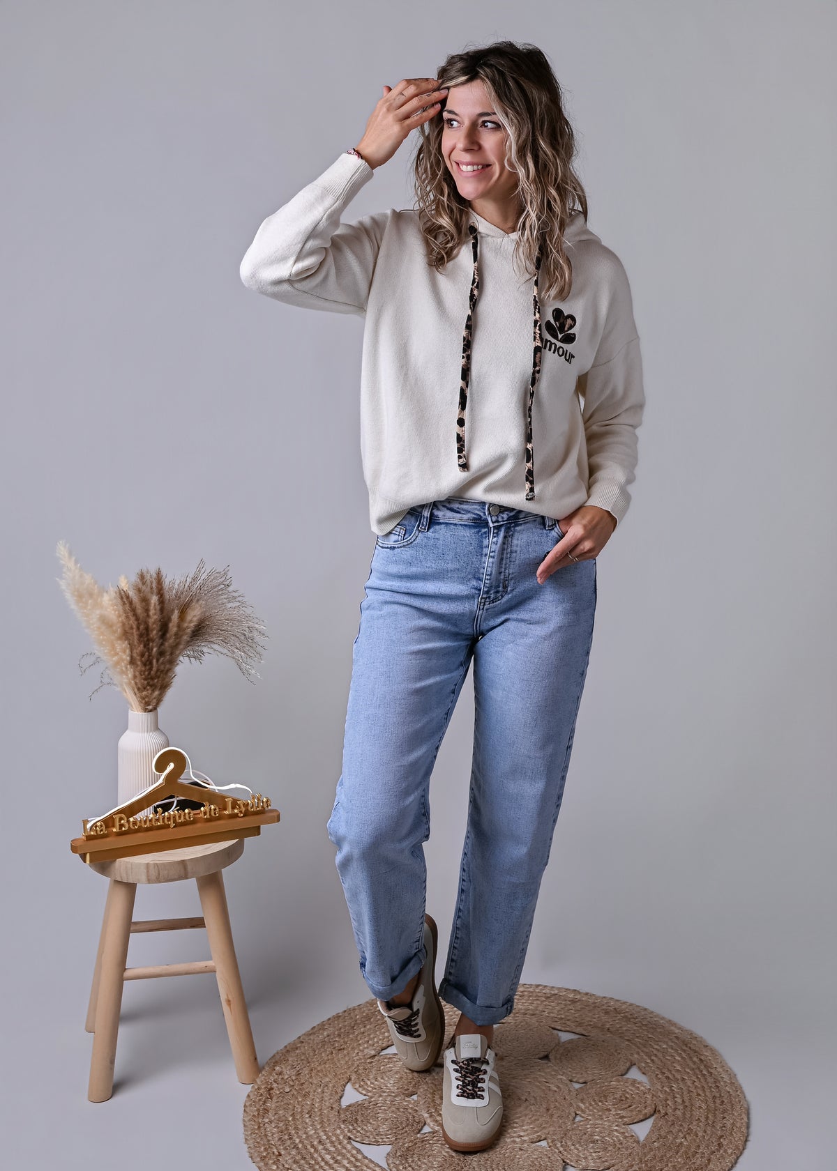 Jean barrel fit bleu clair délavé 