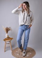 Jean barrel fit bleu clair délavé 