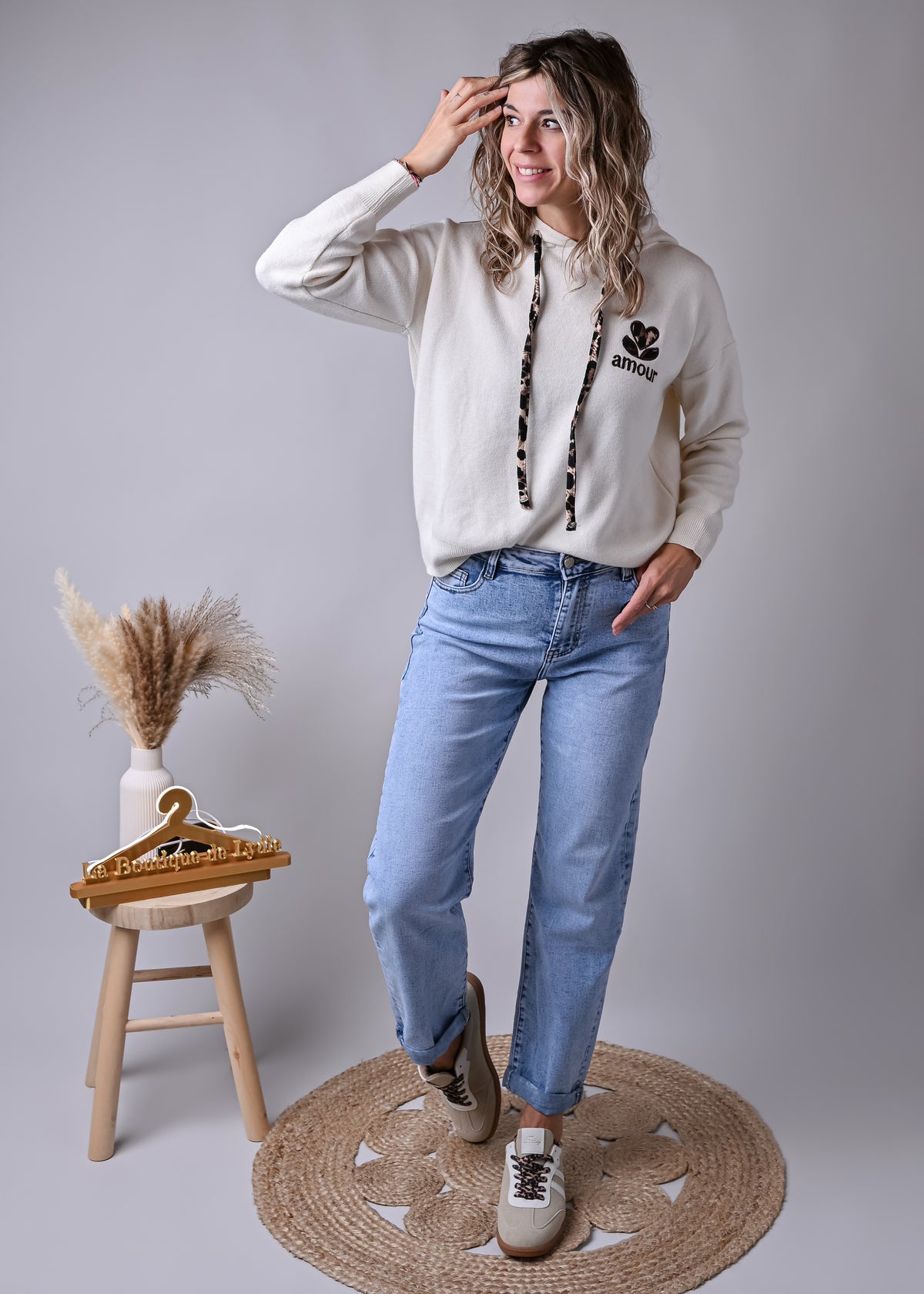 Jean barrel fit bleu clair délavé 