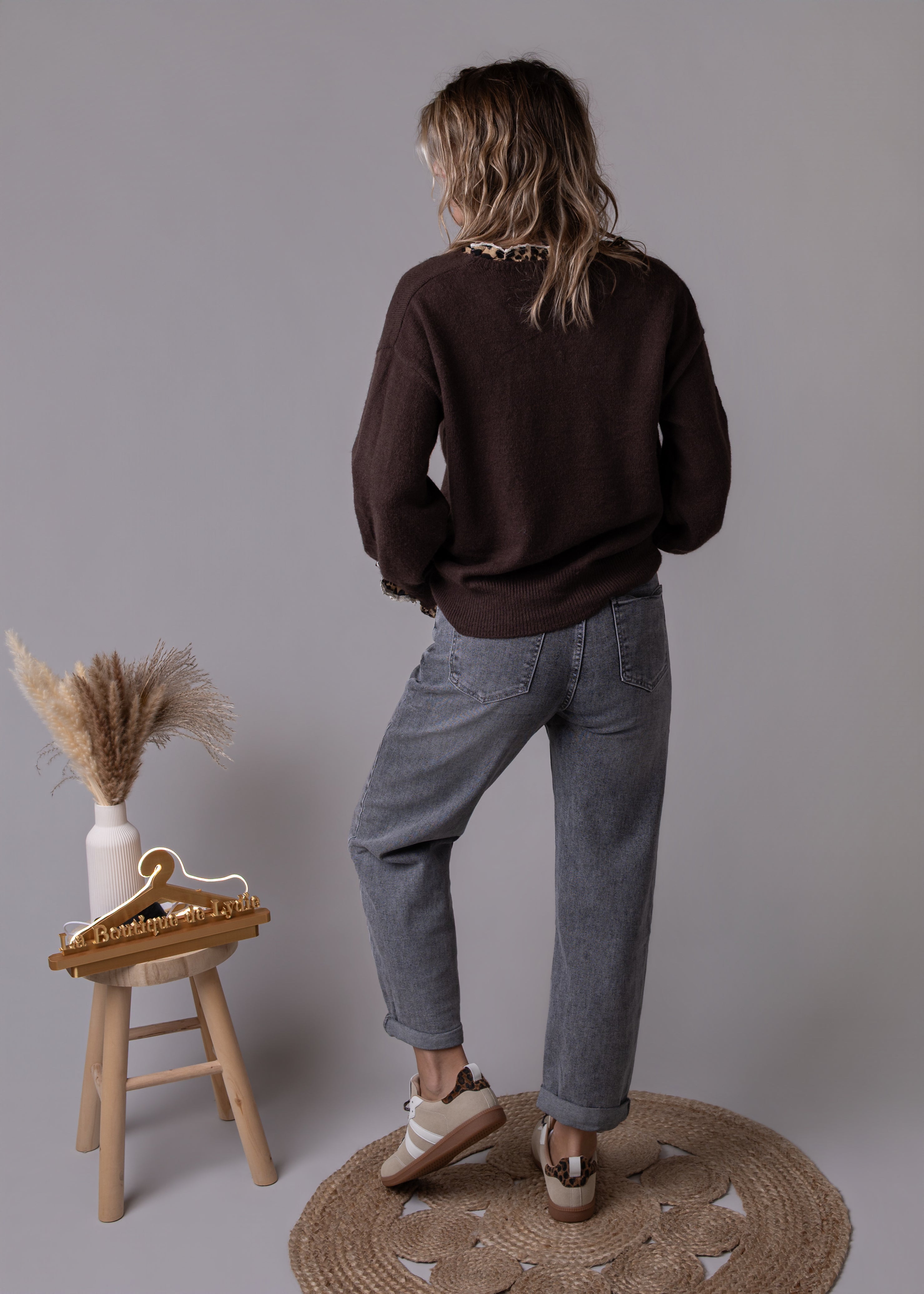 Jean barrel fit gris clair délavé la Boutique de Lydie