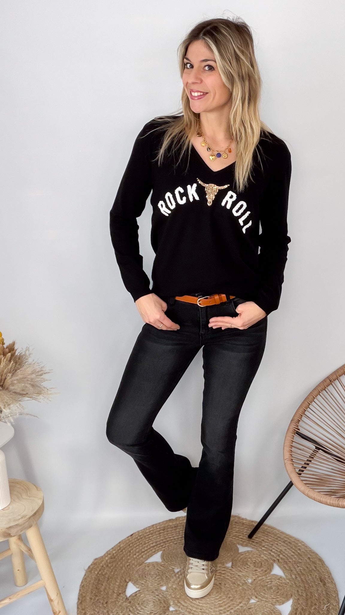 Jean Flare Noir femme la boutique de lydie