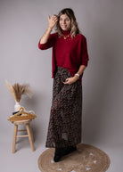 Jupe longue fleurie fendue noire