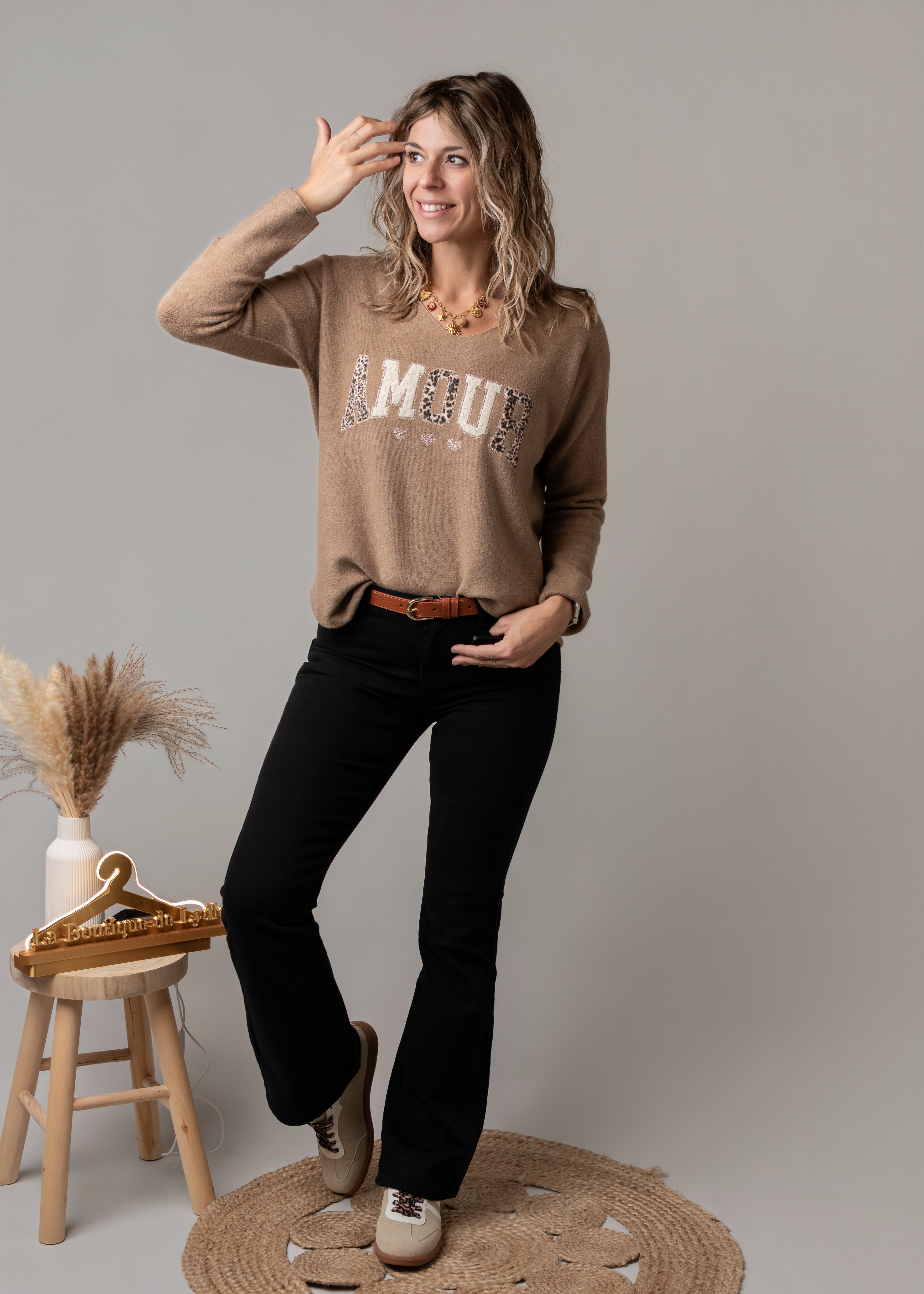 Pantalon flare noir Romy
