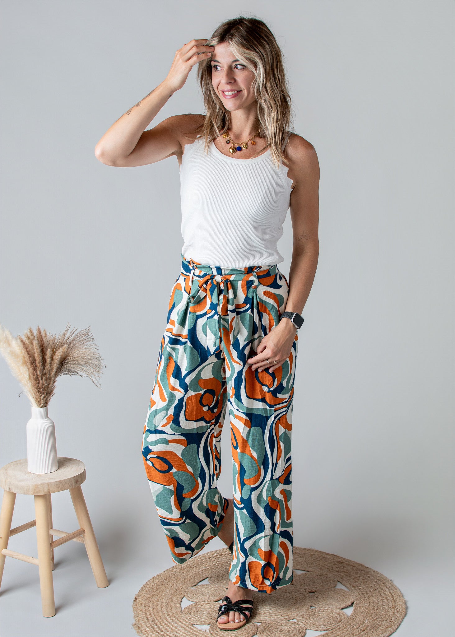 Pantalon Fluide Imprimé Abstrait la Boutique de Lydie