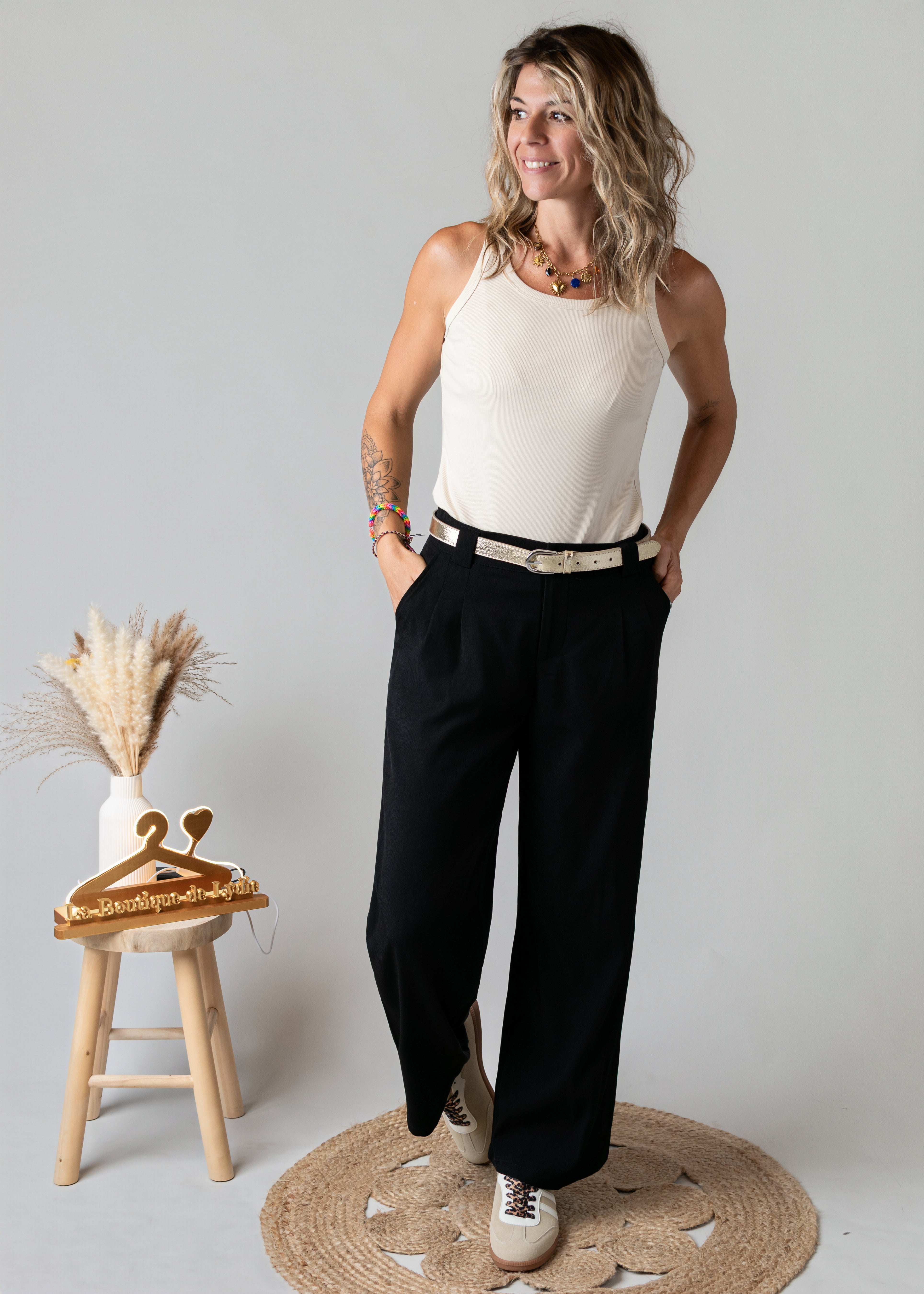 Pantalon de tailleur palazzo noir la boutique de lydie