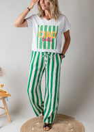 T-shirt blanc col V imprimé "Ciao Bella" femme la boutique de lydie