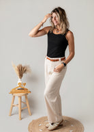 Pantalon de tailleur palazzo beige